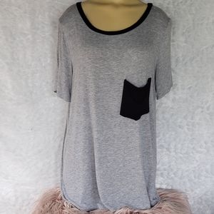 Gray Boyfriend Style Tee with Contrasting Neckline